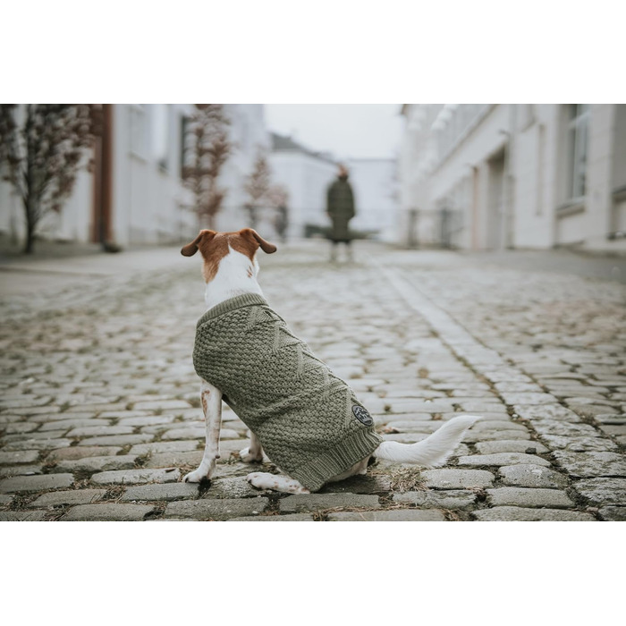 Светр для собак HUNTER MALMÖ, хакі, класичний в'язаний, теплий, еластичний, зі світловідбивачами, розмір 50