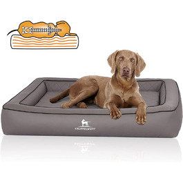 Ортопедичне ліжко для собак Knuffelwuff Hampstead M-L 85x65 см, сіре, з лазерним стьобанням, штучна шкіра