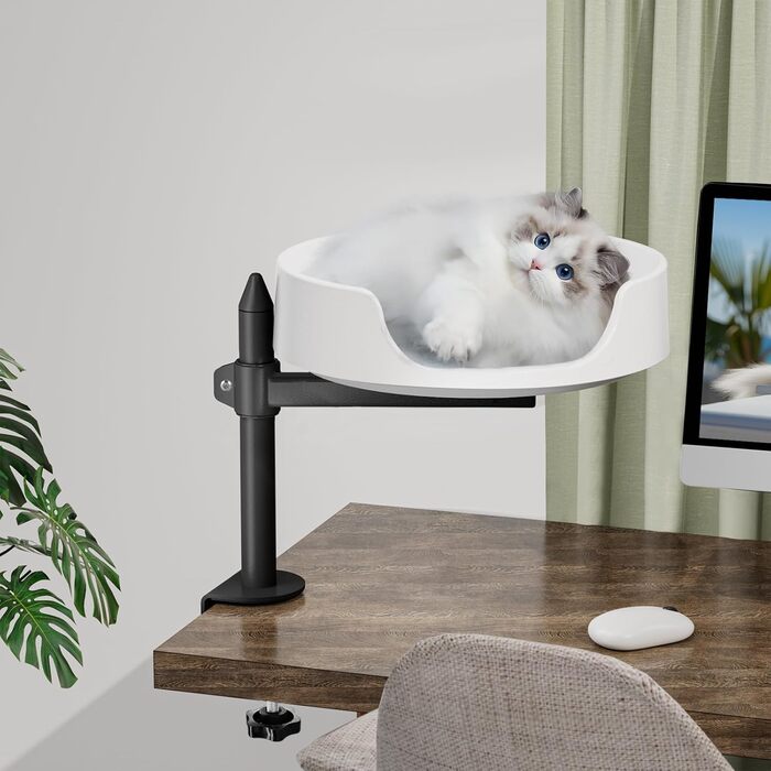 Підвісне котяче ліжко NestChroix для столу, прозорий котячий будиночок з подушкою, підвищене місце для кота над робочою поверхнею