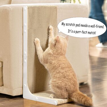Кігтеточка для котів Conlun, L-подібна, 58 см, білий колір, для захисту меблів