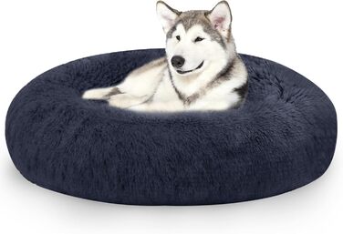 Кругле ліжко для собак і котів з плюшу, 120 см, сіре (4XL)