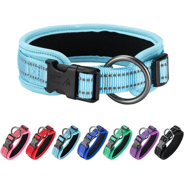 Нашийник для собак Exceent Eite Spanker: міцний, регульований, для навчання та прогулянок, чорний/блакитний (L)