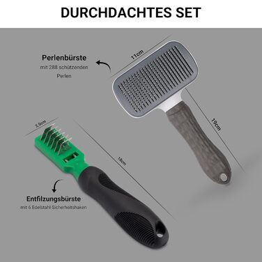 Набір з 2 щіток для собак та котів преміум-класу, для довгої та короткої шерсті, з інструментом для видалення ковтунів - ідеальний догляд за шерстю та догляд за кігтями для собак та котів