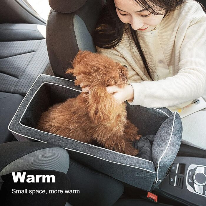 PETCUTE Автокрісло для собак та котів до 6 кг, сірого кольору. Зручне автокрісло-консоль для маленьких тварин, з антиковзким покриттям, знімний та миючий чохол.
