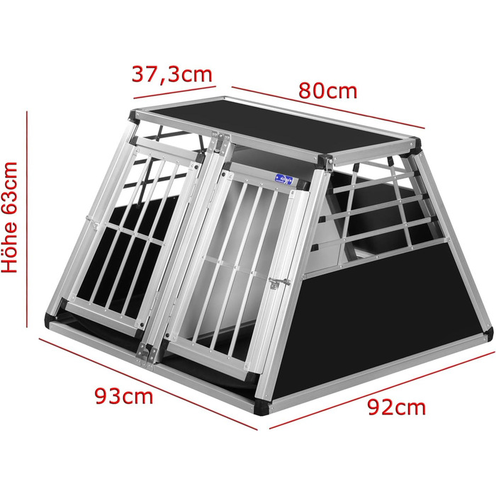 Транспортний бокс для собак Transportbox N73 з алюмінію, 92x93x63 см, з перегородкою та аварійним виходом