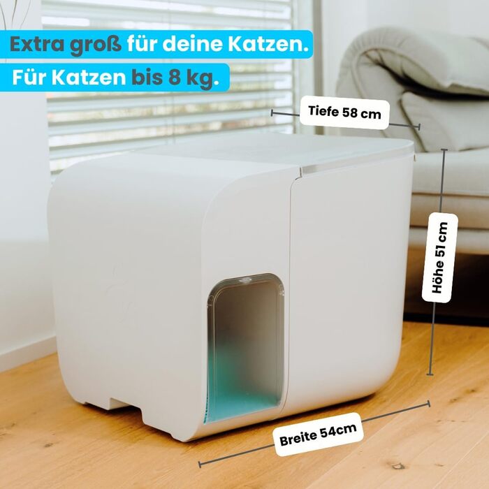 XL закрита котяча туалетна з кришкою та сходинкою elly&bruce Cloou White Edition, висока ванна, для котів, захист від розсипу наповнювача, для стоячого сечовипуску
