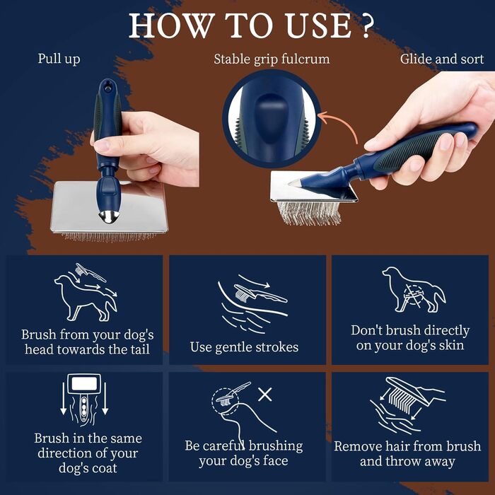 Щітка для собак Slicker з захисними кульками: масажна щітка для чутливої шкіри та шерсті, професійний догляд для довгошерстих собак та котів, Лабрадор