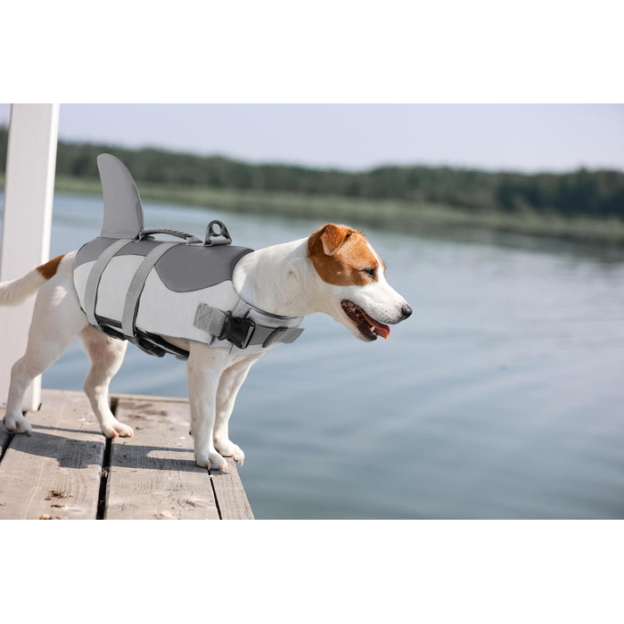 Спасальний жилет для собак ASENKU сірий, S - для плавання, катання на човні
