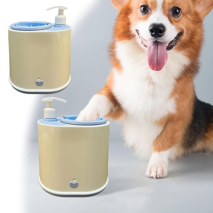 Pawclean Pro: Автоматичний очищувач лап для собак та котів – 360° силіконова щітка, USB-зарядка, ретельне очищення, білий/блакитний (білий) (Бежевий-1)