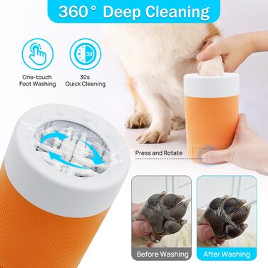 Очищувач лап для собак середніх порід, мийка для лап, пристрій для миття лап, аксесуар для догляду за тваринами (Помаранчевий)