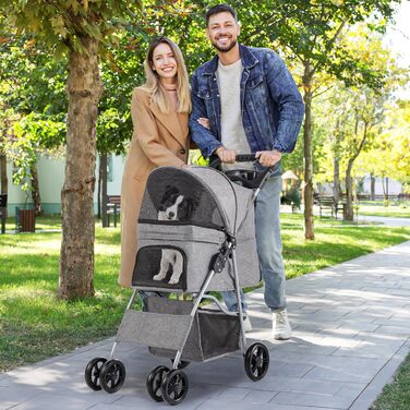 Візок для собак YITAHOME - переноска для тварин до 15 кг, сірий