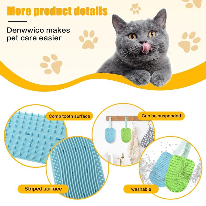 Гребінець для котів 2 шт., силіконовий, для довгошерстих, видаляє шерсть, зменшує клубки шерсті