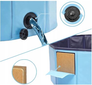 Складаний басейн для собак Mensen, синій, 160x30 см, 550 л