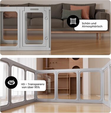 Клітка-вигул для цуценят Gardner Pet Acryl, 60 см, 8 панелей. Підходить для цуценят, кроликів, котів, свиней. Зручна, прозора, з присосками. Білий колір