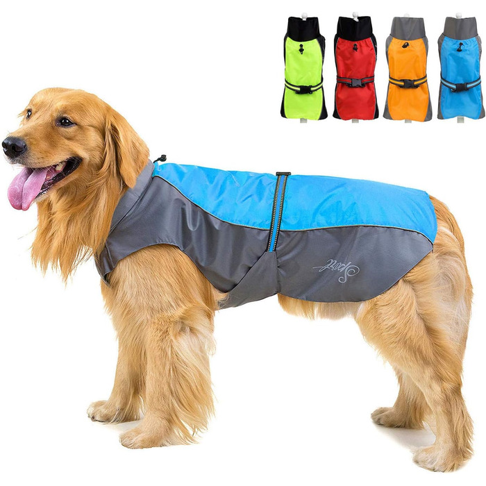 Водонепроникний дощовик для собак середніх та великих порід Zunea, з відбиваючими елементами, легкий, вітронепроникний, з сітчастою підкладкою, захист від дощу, для прогулянок на природі, зелений, 3XL, 7XL (1 шт.)