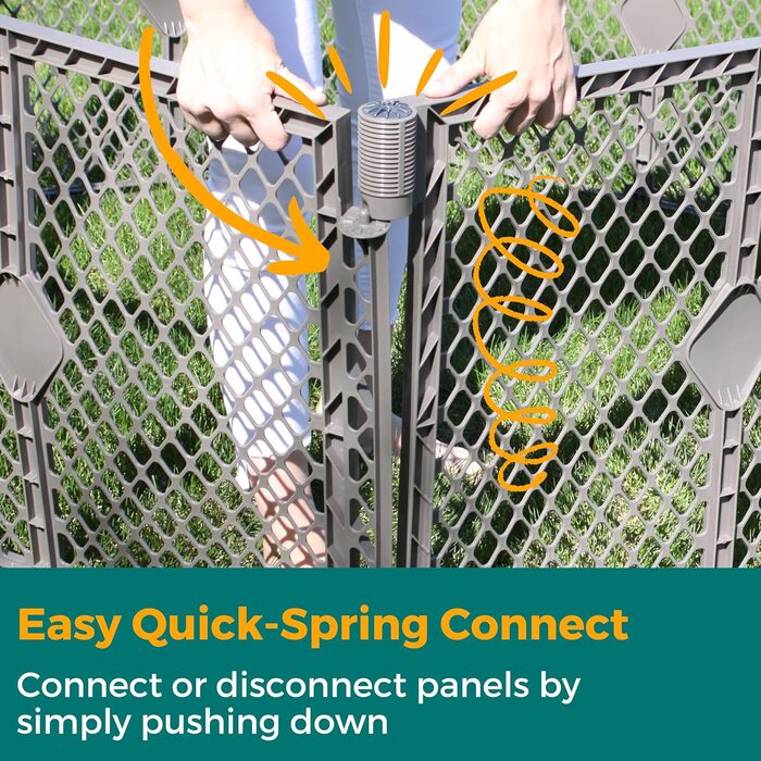 Laufstall для собак North States MYPET Petyard, 6 панелей, 66 см, складаний, для дому та вулиці, Feldstone Basic