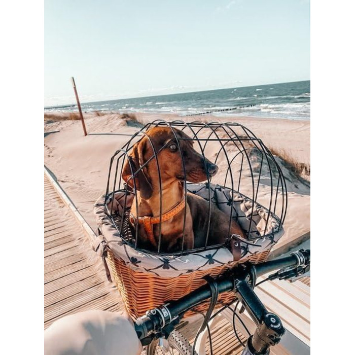 Ретро кошик для велосипеда з кришкою, плетіння з лози, переноска для тварин з підкладкою з тканини