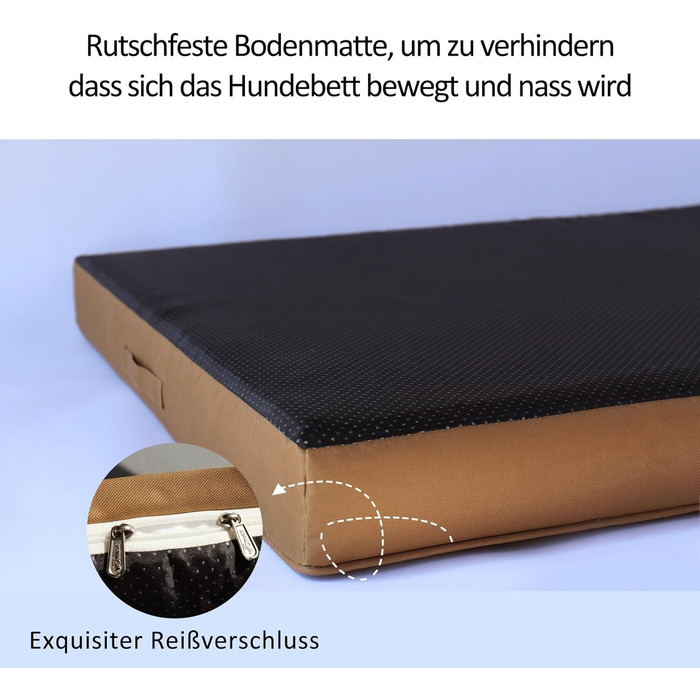 Ортопедичне собаче ліжко з еко-фоамілу (Eory Foa) – 2-шарова конструкція, знімний чохол, коричневий колір, розмір XL