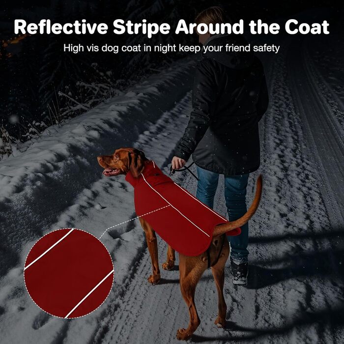 Водонепроникний зимовий теплий одяг для собак великих і середніх порід. Червоний теплий зимовий одяг для собак з флісовою підкладкою та регульованою посадкою