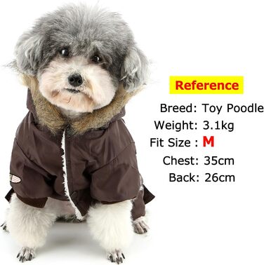 Комбінезон для собак Zunea, теплий, водонепроникний, з капюшоном, для чихуахуа, йоркширського тер'єра, котів та інших маленьких собак, коричневий, L
