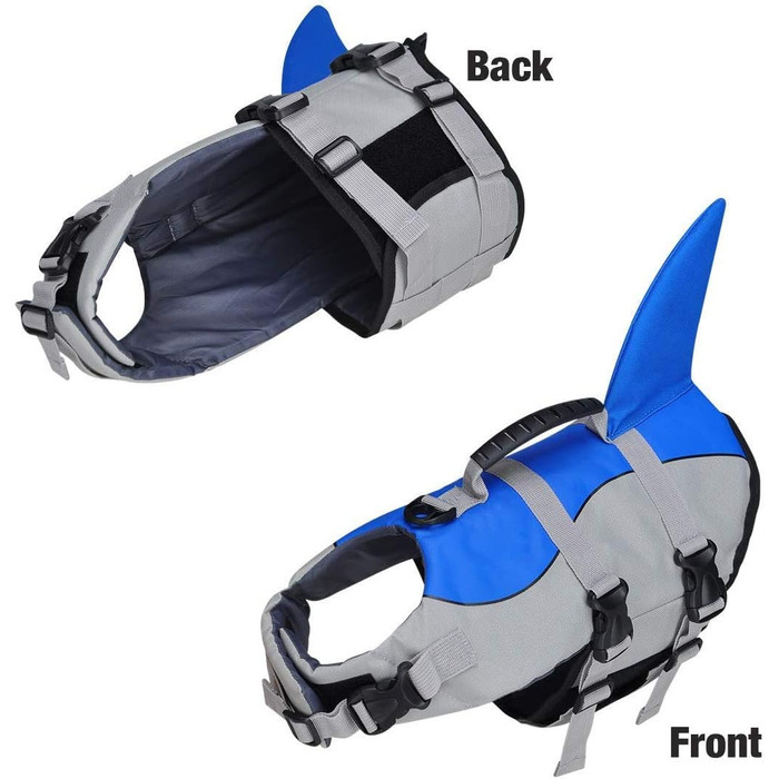 Жилет для плавання собак, жилет для початківців, регульована шлейка та рятувальний ручка (Hai, M)