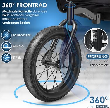 Велопричіп для собак KESSER Boxer 3в1, 240 л, до 40 кг, амортизований, 600D Оксфорд, з підстаканником