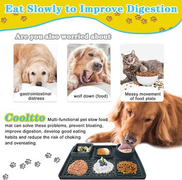 Шлека для собак Cooltto з лопаткою та нержавіючою чашею, силіконова підкладка з присосками для догляду за шерстю, купання та обрізки кігтів. Модель C & B (темно-сірий)