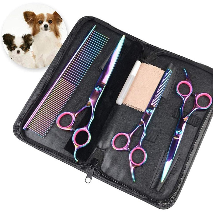 Набір для стрижки тварин QUNINE: професійні ножиці, тример, гребінець для собак та котів