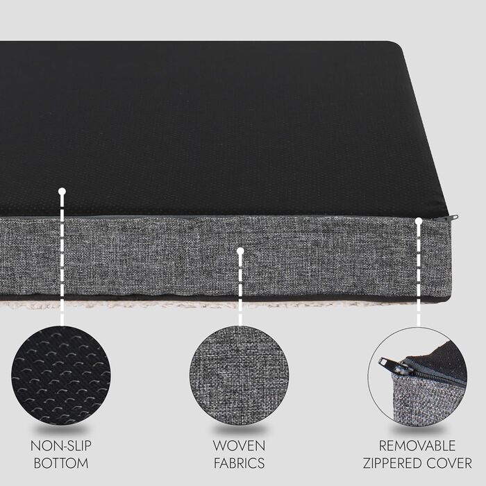 Ортопедичне ліжко для собак середніх порід, вологостійке, з ультрам'якою піною, знімний, пральний чохол та антиковзаюча підкладка, білий та сірий, розмір Medium (31.4'L x 23.6'W x 3.1'Th)