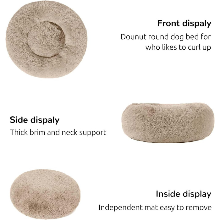Лежак для великих собак HACHIKITTY Calming Donut, XL 91,4 см, заспокійливий плюшевий круглий диван для домашніх тварин