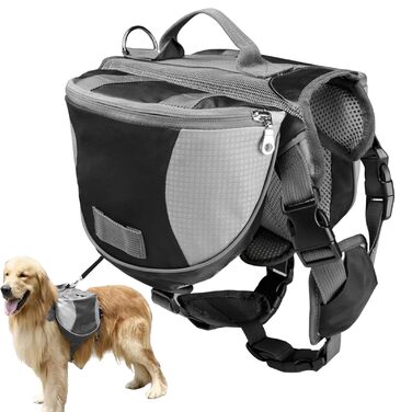 Рюкзак для собак великих порід з бічними кишенями, регульований, для подорожей, кемпінгу, міста та авто