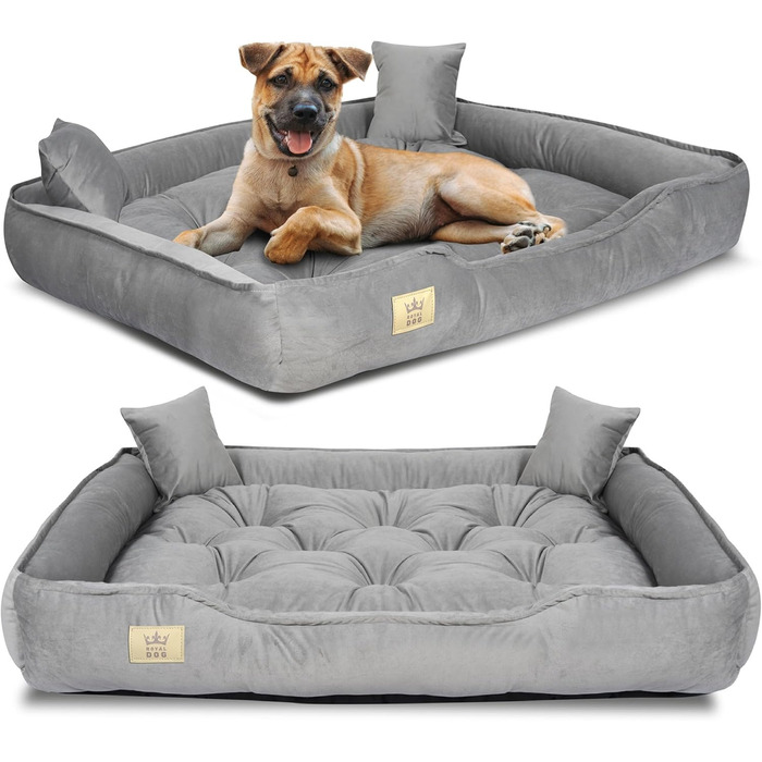 Ортопедичне ліжко для собак великих порід King Dog: зелений велюровий кошик для домашніх тварин, 115 x 95 см, легко миється, силіконова наповнювач