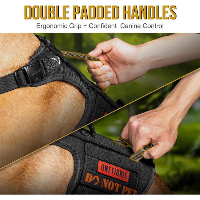 Шлейка для собак OneTigris з металевою пряжкою, тактична шлейка для великих собак, регульована, чорна, M