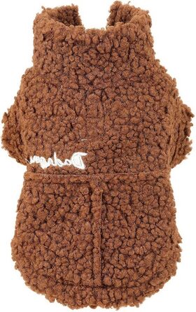 Теплий зимовий одяг для тварин з флісовою підкладкою: куртка для собак та котів, з кільцем для повідка, для чихуахуа, йоркширського тер'єра, коричневий (M)