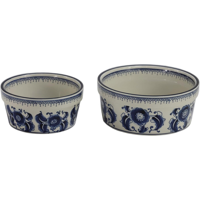 Набір мисок для корму та води для собак та котів SYNWISH, 14.7 x 18.3 x 6.1 см, блакитний та білий