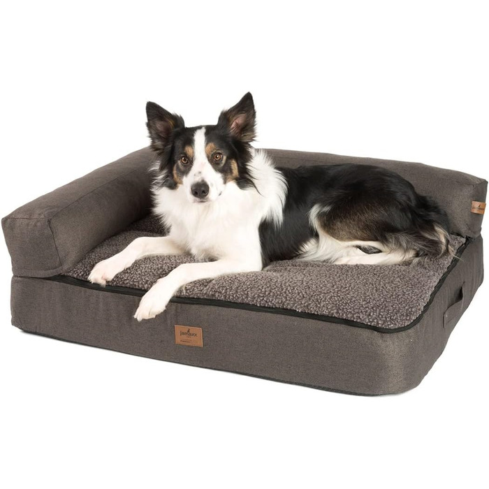 JAMAXX® Преміум собаче ліжко-софа 4-в-1 з ортопедичним матрацом Memory Visco, знімні подушки, змінний чохол, прання дозволено, екстра товста подушка, спеціальний розмір PDB3015 (3XL) Jumbo 135x95x14 (110*80*10 (XL) Eco, коричневий