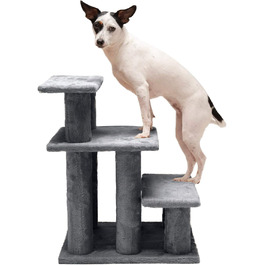Сходи для домашніх тварин Furhaven Steady Paws, 3 сходинки, сірі, для високих ліжок і диванів