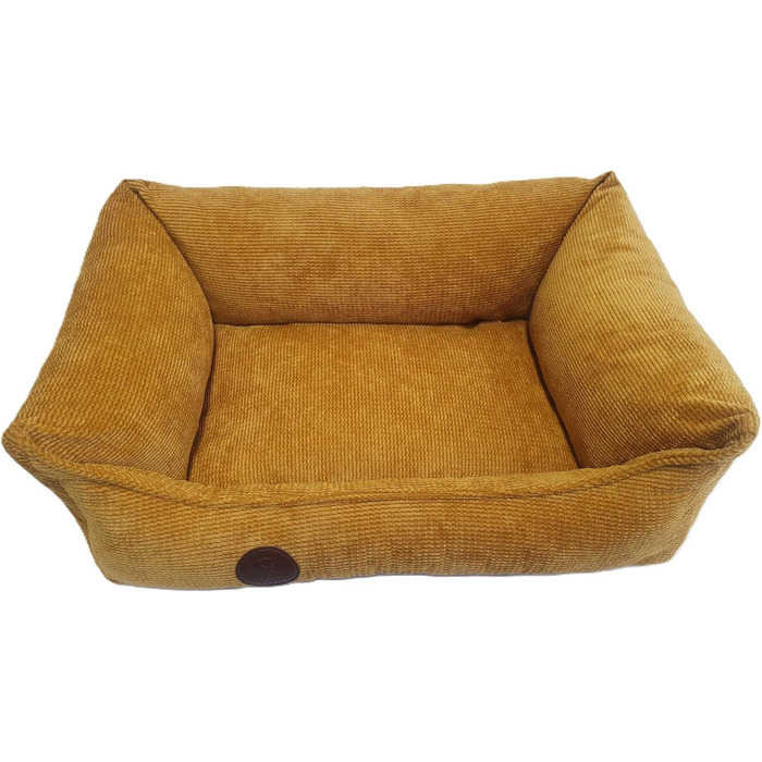 Ортопедичне ліжко для собак, сумісне з великими, середніми та маленькими породами, жовто-гірчичний колір, миється, розмір S (60x40x15 см)