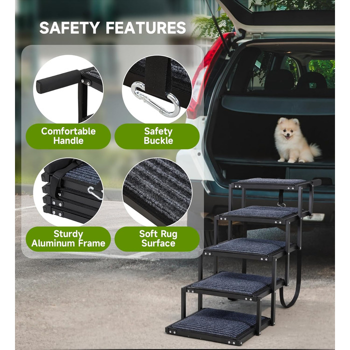 Рампа для собак у машину, складана, для великих собак, з антиковзким покриттям, 116x43x58 см