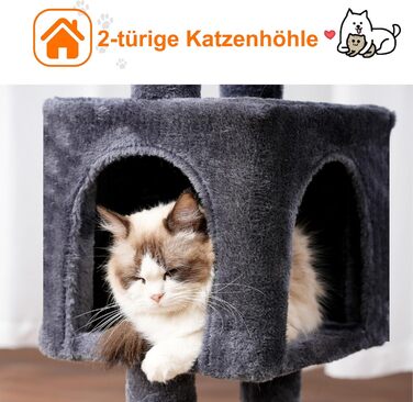 Котячий будиночок Heybly HCT006SW: високий кігтетопор 100 см з платформою, гамаком та іграшками