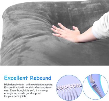 Ортопедичне ліжко для собак Magic Dog Jumbo XL, 119x79 см, сірий колір, знімний та миючий чохол