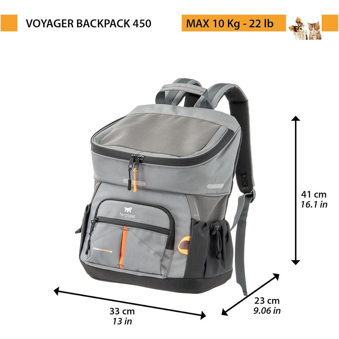 Рюкзак для собак та котів Ferplast Voyager Backpack, сірий, M-L
