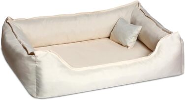 Ортопедичне ліжко для собак Tierlando® Donald, прямокутне, з матрацом з віскоеластичної піни, міцний оксфордський поліестер, антиковзаюча підставка, розмір 100x75 см, колір: кремовий