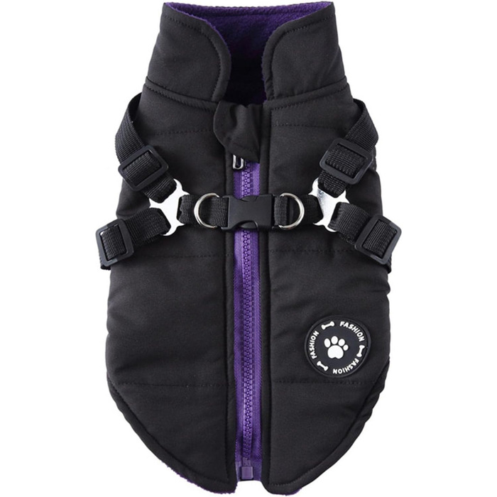 Зимовий теплий одяг для собак, бавовняний костюм (чорний, S) - водонепроникний, вітронепроникний, двосторонній