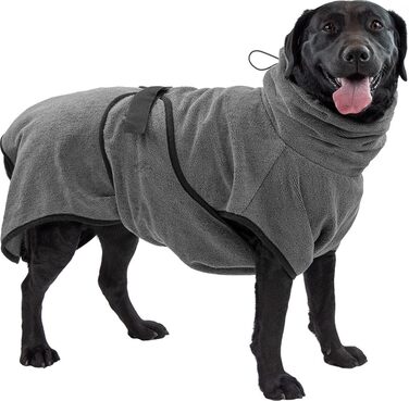 Рушник для собак Royal Dry L - мікрофібра, 60-68 см, для середніх порід, швидковисихаючий, з клямками, сірий