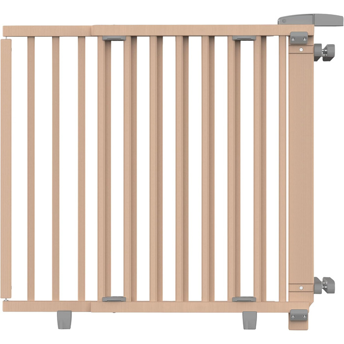 Захист для сходів Geuther Oris | Дверний захист для сходів з кріпленням, 2 клямки для поручнів, ширина регулюється | Стабільне дерев'яне дитяче ворота, натуральний лак (натуральний, 95-135 см)