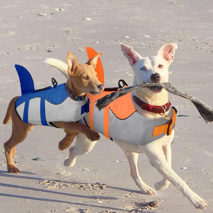 Спасальний жилет для собак CITÉTOILE у вигляді акули, оранжевий, розмір M (набір 1)