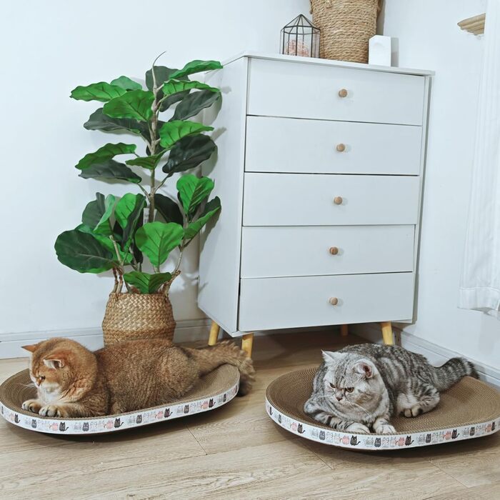 Килимок-подряпування для котів 2 шт., овал, 61 см, з м'якою лежанкою, з картону, для дому