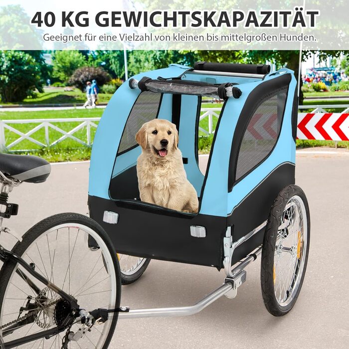 Велосипедний причіп для собак COSTWAY, до 40 кг, складаний, для малих та середніх порід