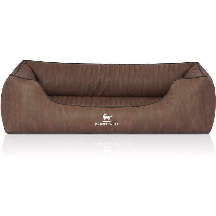 Ортопедичне ліжко для собак Knuffelwuff Tampa з лазерного тиснення на штучній шкірі XXL, 120 x 85 см (L 105 x B 75 x H 25 см, Коричневе)